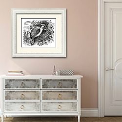 «Woodpecker or piculets or wrynecks, vintage engraving.» в интерьере столовой в стиле прованс над столом «Woodpecker or piculets or wrynecks, vintage engraving.» в интерьере столовой в стиле прованс над столом