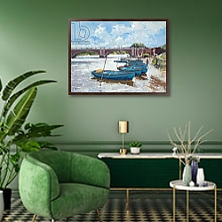«Moorings at Hampton Court, 2011» в интерьере гостиной в оливковых тонах «Moorings at Hampton Court, 2011» в интерьере гостиной в оливковых тонах