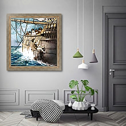 «Peter Pan climbing aboard, illustration from 'Peter Pan' by J.M. Barrie» в интерьере коридора в классическом стиле «Peter Pan climbing aboard, illustration from 'Peter Pan' by J.M. Barrie» в интерьере коридора в классическом стиле