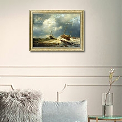 «Ships in a Storm on the Dutch Coast, 1854» в интерьере в классическом стиле в светлых тонах «Ships in a Storm on the Dutch Coast, 1854» в интерьере в классическом стиле в светлых тонах