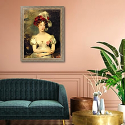 «Marie-Caroline de Bourbon Duchesse de Berry, c.1825» в интерьере классической гостиной над диваном «Marie-Caroline de Bourbon Duchesse de Berry, c.1825» в интерьере классической гостиной над диваном