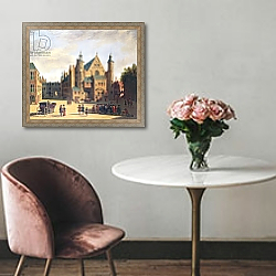 «A Town Square in Haarlem» в интерьере в классическом стиле над креслом «A Town Square in Haarlem» в интерьере в классическом стиле над креслом