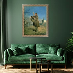 «Savoyard with a Marmot, 1715-16» в интерьере зеленой гостиной над диваном «Savoyard with a Marmot, 1715-16» в интерьере зеленой гостиной над диваном