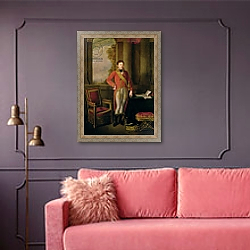 «Napoleon Bonaparte as First Consul, 1799-1805» в интерьере гостиной с розовым диваном «Napoleon Bonaparte as First Consul, 1799-1805» в интерьере гостиной с розовым диваном