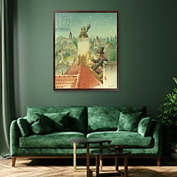 «Chimney-sweep Christmas 02, 2001» в интерьере классической спальни с темными стенами «Chimney-sweep Christmas 02, 2001» в интерьере классической спальни с темными стенами