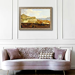 «View of the Palazzo Reale, Naples» в интерьере спальни с акцентной стеной «View of the Palazzo Reale, Naples» в интерьере спальни с акцентной стеной