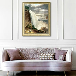 «Niagara Falls, part of the American Fall from the Foot of the Stair Case, engraved by J. Hill» в интерьере гостиной в классическом стиле над диваном «Niagara Falls, part of the American Fall from the Foot of the Stair Case, engraved by J. Hill» в интерьере гостиной в классическом стиле над диваном