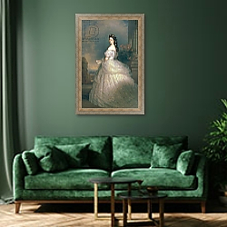 «Elizabeth of Bavaria, Empress of Austria, wife of Emperor Franz Joseph of Austria» в интерьере зеленой гостиной над диваном «Elizabeth of Bavaria, Empress of Austria, wife of Emperor Franz Joseph of Austria» в интерьере зеленой гостиной над диваном