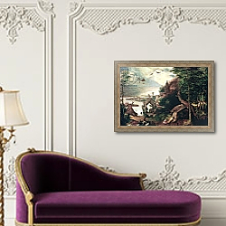 «Temptation of St.Anthony, c.1550-75» в интерьере в классическом стиле над банкеткой «Temptation of St.Anthony, c.1550-75» в интерьере в классическом стиле над банкеткой