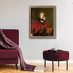 «George James Welbore Agar-Ellis, later 1st Lord Dover, c.1823-24» в интерьере гостиной в бордовых тонах «George James Welbore Agar-Ellis, later 1st Lord Dover, c.1823-24» в интерьере гостиной в бордовых тонах