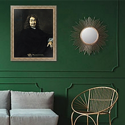 «Portrait, presumed to be Rene Descartes» в интерьере гостиной в оливковых тонах «Portrait, presumed to be Rene Descartes» в интерьере гостиной в оливковых тонах