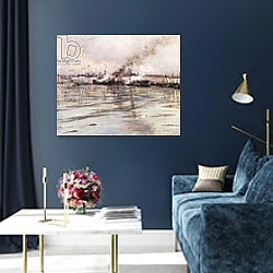 «View of Venice; Vue de Venise, c.1895» в интерьере в классическом стиле в фиолетовых тонах «View of Venice; Vue de Venise, c.1895» в интерьере в классическом стиле в фиолетовых тонах