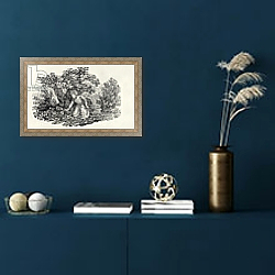 «A Girl Gathering Flowers from 'History of British Birds and Quadrupeds'» в интерьере в классическом стиле в синих тонах «A Girl Gathering Flowers from 'History of British Birds and Quadrupeds'» в интерьере в классическом стиле в синих тонах