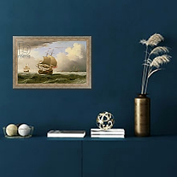 «An English Ship Close-hauled in a Strong Breeze» в интерьере гостиной в бордовых тонах «An English Ship Close-hauled in a Strong Breeze» в интерьере гостиной в бордовых тонах