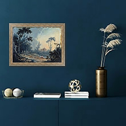 «A Wooded Landscape with Buildings in the Distance» в интерьере в классическом стиле в синих тонах «A Wooded Landscape with Buildings in the Distance» в интерьере в классическом стиле в синих тонах