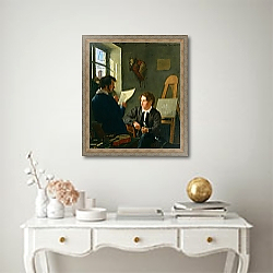 «Hermann Kauffmann and Georg Haeselich in Kauffmanns Munich Studio, 1830» в интерьере в классическом стиле над столом «Hermann Kauffmann and Georg Haeselich in Kauffmanns Munich Studio, 1830» в интерьере в классическом стиле над столом