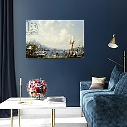 «Boats on the Bosphorous, off Constantinople, 1846» в интерьере гостиной в оливковых тонах «Boats on the Bosphorous, off Constantinople, 1846» в интерьере гостиной в оливковых тонах