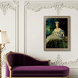 «Portrait of Princess Tatiana Alexanrovna Yusupova, 1858» в интерьере в классическом стиле над банкеткой «Portrait of Princess Tatiana Alexanrovna Yusupova, 1858» в интерьере в классическом стиле над банкеткой