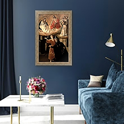 «The Vision of St. Alphonsus Rodriguez» в интерьере в классическом стиле в синих тонах «The Vision of St. Alphonsus Rodriguez» в интерьере в классическом стиле в синих тонах