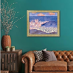 «Blue seascape, Wave Effect, c.1893» в интерьере в классическом стиле над креслом «Blue seascape, Wave Effect, c.1893» в интерьере в классическом стиле над креслом