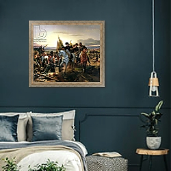 «The Battle of Friedland, 14th June 1807» в интерьере классической спальни с темными стенами «The Battle of Friedland, 14th June 1807» в интерьере классической спальни с темными стенами