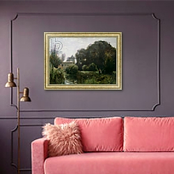 «Souvenir of the Villa Borghese, 1855» в интерьере гостиной с розовым диваном «Souvenir of the Villa Borghese, 1855» в интерьере гостиной с розовым диваном