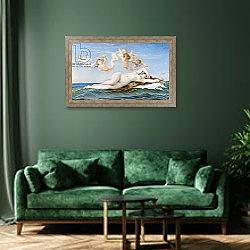 «Birth of Venus, 1863» в интерьере зеленой гостиной над диваном «Birth of Venus, 1863» в интерьере зеленой гостиной над диваном