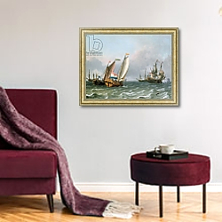 «Dutch Shipping in a Choppy Sea» в интерьере классической гостиной над диваном «Dutch Shipping in a Choppy Sea» в интерьере классической гостиной над диваном