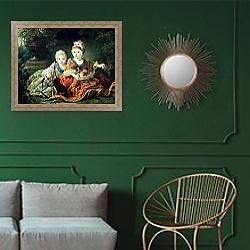«Future Kings Louis XVI and Louis XVIII of France, 1757» в интерьере классической гостиной с зеленой стеной над диваном «Future Kings Louis XVI and Louis XVIII of France, 1757» в интерьере классической гостиной с зеленой стеной над диваном
