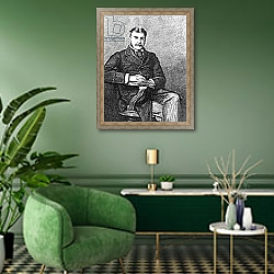 «Sir Arthur Sullivan, engraved by C. Carter» в интерьере гостиной в зеленых тонах «Sir Arthur Sullivan, engraved by C. Carter» в интерьере гостиной в зеленых тонах