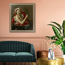 «Bacchante with an Ape, 1627» в интерьере классической гостиной над диваном «Bacchante with an Ape, 1627» в интерьере классической гостиной над диваном