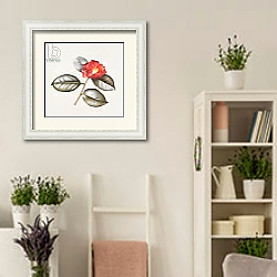 «Camelia Japonica 'Adolphe Anderson', 1996» в интерьере комнаты в стиле прованс с цветами лаванды «Camelia Japonica 'Adolphe Anderson', 1996» в интерьере комнаты в стиле прованс с цветами лаванды