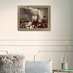 «A Fisherman Pulling in a Net, 1868» в интерьере в классическом стиле в светлых тонах «A Fisherman Pulling in a Net, 1868» в интерьере в классическом стиле в светлых тонах