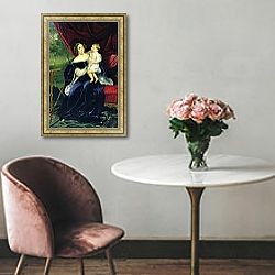 «Countess Olga Ivanovna Orlov-Davydov with her daughter, 1834» в интерьере гостиной с розовым диваном «Countess Olga Ivanovna Orlov-Davydov with her daughter, 1834» в интерьере гостиной с розовым диваном