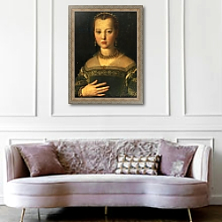 «Portrait of Maria de' Medici, 1551» в интерьере классической гостиной над диваном «Portrait of Maria de' Medici, 1551» в интерьере классической гостиной над диваном