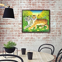 «Tyger/Tyger, 2002» в интерьере гостиной в бордовых тонах «Tyger/Tyger, 2002» в интерьере гостиной в бордовых тонах