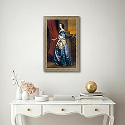 «Lucy Percy, Countess of Carlisle c.1637» в интерьере в классическом стиле над столом «Lucy Percy, Countess of Carlisle c.1637» в интерьере в классическом стиле над столом