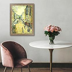 «A Street in Abbesses; La Rue des Abesses, 1895» в интерьере в классическом стиле над креслом «A Street in Abbesses; La Rue des Abesses, 1895» в интерьере в классическом стиле над креслом
