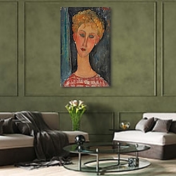 «Blonde Woman with Curly Hair; La blonde aux boucles d'oreille, c.1918-1919» в интерьере коридора в классическом стиле «Blonde Woman with Curly Hair; La blonde aux boucles d'oreille, c.1918-1919» в интерьере коридора в классическом стиле