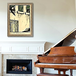 «A bourgeois fires from his window on a passerby, 1902» в интерьере классической гостиной над камином «A bourgeois fires from his window on a passerby, 1902» в интерьере классической гостиной над камином