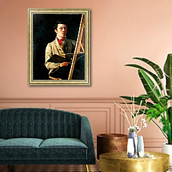 «Self Portrait, Sitting next to an Easel, 1825» в интерьере классической гостиной над диваном «Self Portrait, Sitting next to an Easel, 1825» в интерьере классической гостиной над диваном