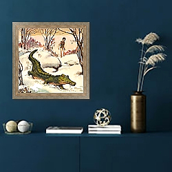 «Peter follows the Crocodile, illustration from 'Peter Pan' by J.M. Barrie» в интерьере в классическом стиле в синих тонах «Peter follows the Crocodile, illustration from 'Peter Pan' by J.M. Barrie» в интерьере в классическом стиле в синих тонах