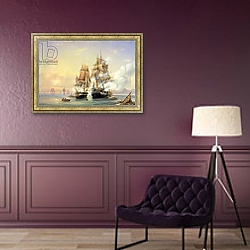 «The Russian Cutter Mercury captures the Swedish frigate Venus on 21st May 1789, 1845 1» в интерьере в классическом стиле в светлых тонах «The Russian Cutter Mercury captures the Swedish frigate Venus on 21st May 1789, 1845 1» в интерьере в классическом стиле в светлых тонах