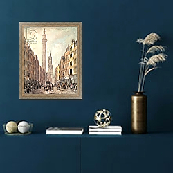 «View of Fish Street Hill, Monument and St. Magnus the Martyr from Gracechurch Street, London, 1795» в интерьере в классическом стиле в синих тонах «View of Fish Street Hill, Monument and St. Magnus the Martyr from Gracechurch Street, London, 1795» в интерьере в классическом стиле в синих тонах