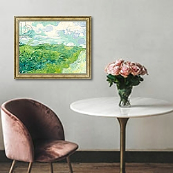 «Green Wheat Fields, Auvers, 1890» в интерьере в классическом стиле в фиолетовых тонах «Green Wheat Fields, Auvers, 1890» в интерьере в классическом стиле в фиолетовых тонах