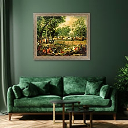 «Napoleon on a hunt in the Compiegne Forest, 1811» в интерьере в классическом стиле в синих тонах «Napoleon on a hunt in the Compiegne Forest, 1811» в интерьере в классическом стиле в синих тонах