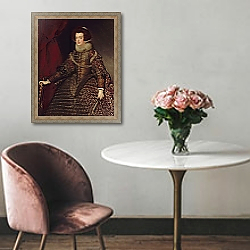 «Queen Isabella of Spain, wife of Philip IV, 1632» в интерьере в классическом стиле над креслом «Queen Isabella of Spain, wife of Philip IV, 1632» в интерьере в классическом стиле над креслом