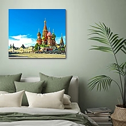 «Россия, Москва. Летний вид на Красную площадь» в интерьере современной комнаты над комодом «Россия, Москва. Летний вид на Красную площадь» в интерьере современной комнаты над комодом