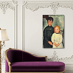 «Two Girls; Les deux filles, 1918» в интерьере классической гостиной над диваном «Two Girls; Les deux filles, 1918» в интерьере классической гостиной над диваном