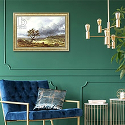 «Countryside under a Stormy Sky» в интерьере в классическом стиле с зеленой стеной «Countryside under a Stormy Sky» в интерьере в классическом стиле с зеленой стеной